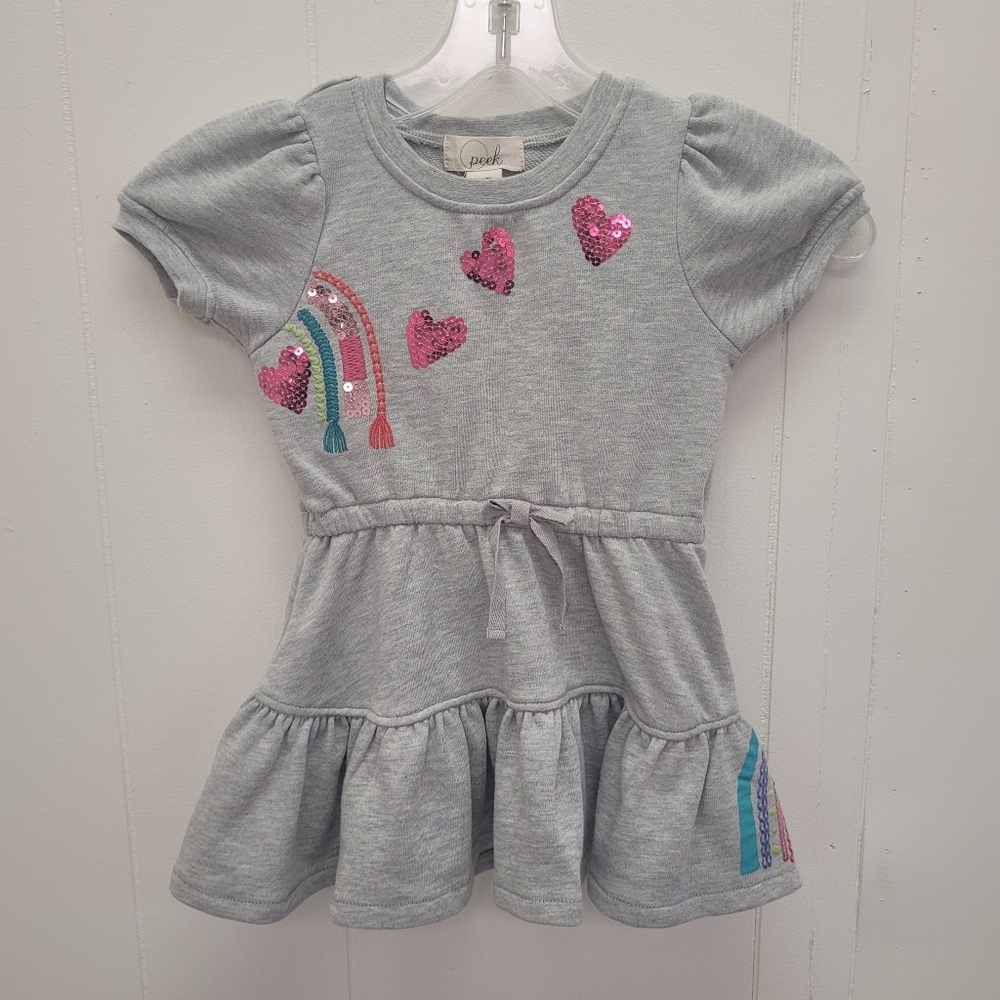 Peek Heart And Rainbow Sequin Short Sleeve Dress